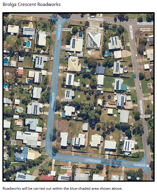 Brolga Crescent Roadworks Map