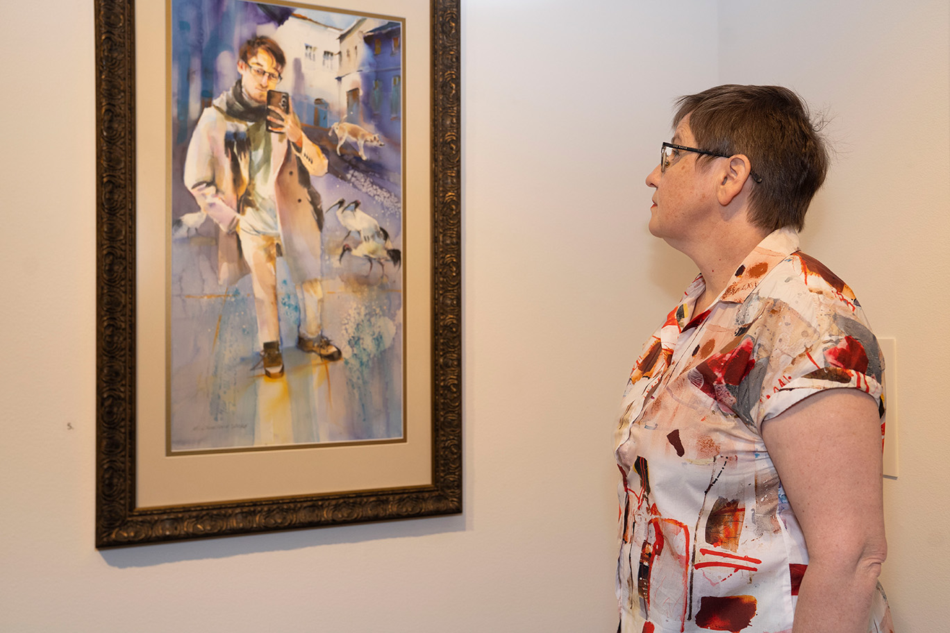 Percival Portrait Painting Prize Winner Elena Churliova, Portrait Name Smartphonisation or Gateway to Inner Reality