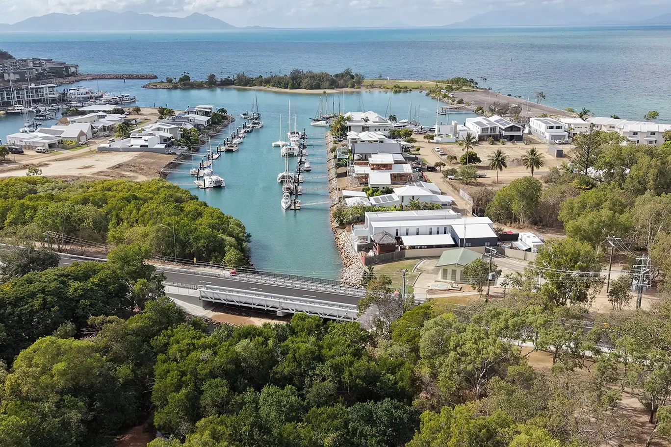 Aerial of the completed Sooning St Bridge