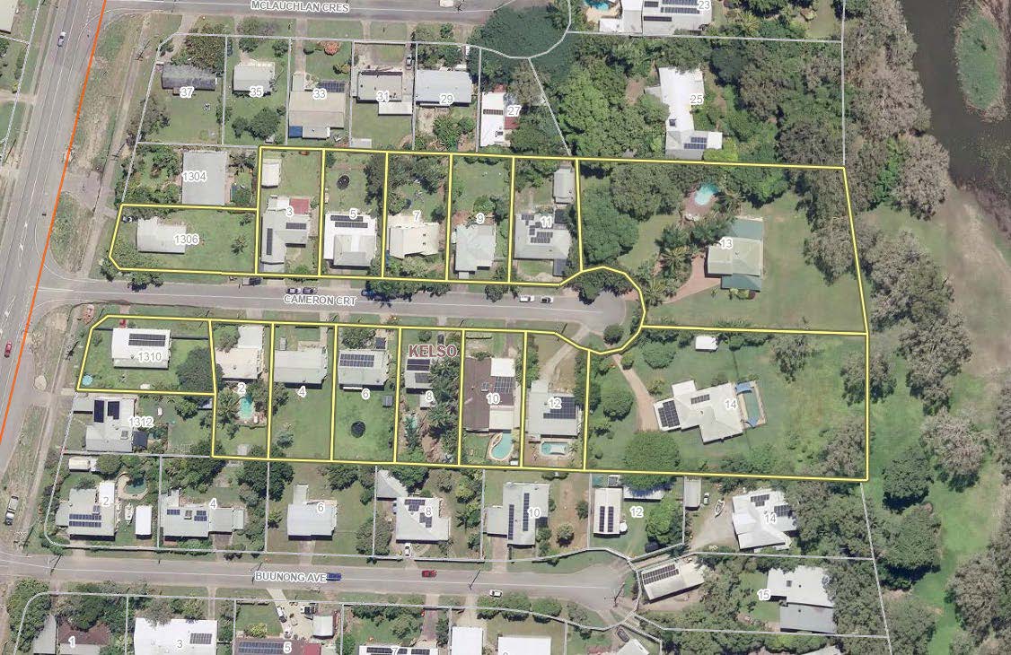 Map of Arila Street, Cranbrook with water main and all properties on the same side highlighted