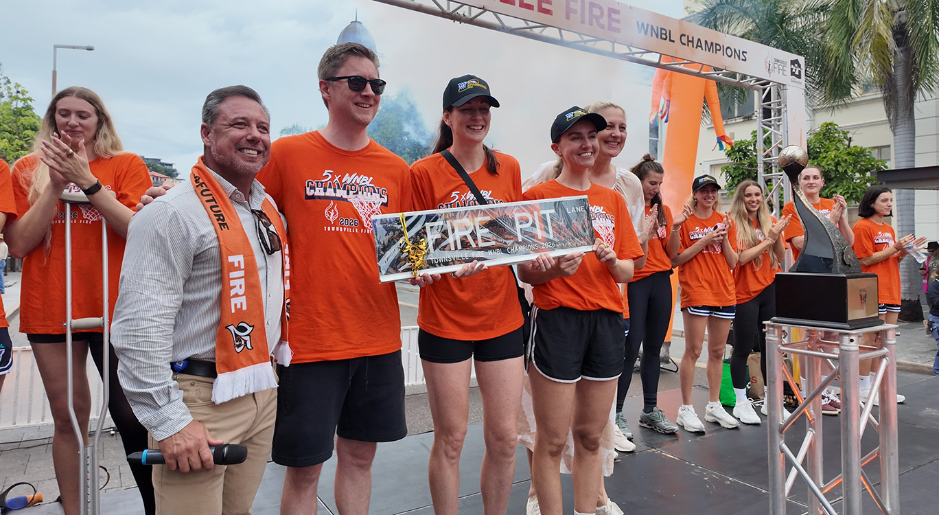Mayor Nick Dametto and Deputy Mayor Suzy Batkovic with the Townsville Fire