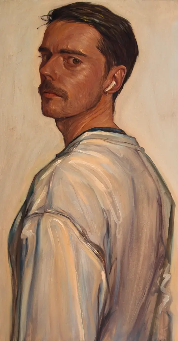 Liam Nunan, Self portrait with airpod, 2025
