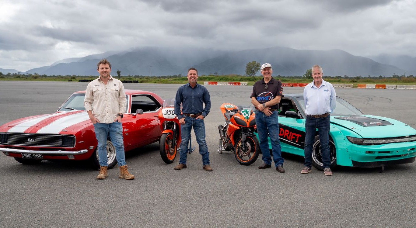 Division 10 Councillor Brady Ellis, Mayor Nick Dametto and DriveIt NQ CEO Pat Driscoll and DriveIt NQ Chairman Leigh Anderson.