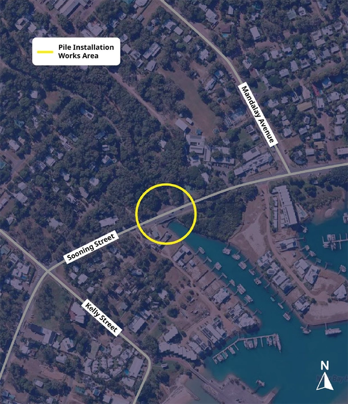 Map of Gustav Creek Structure Restoration Work &ndash; Pile Installation