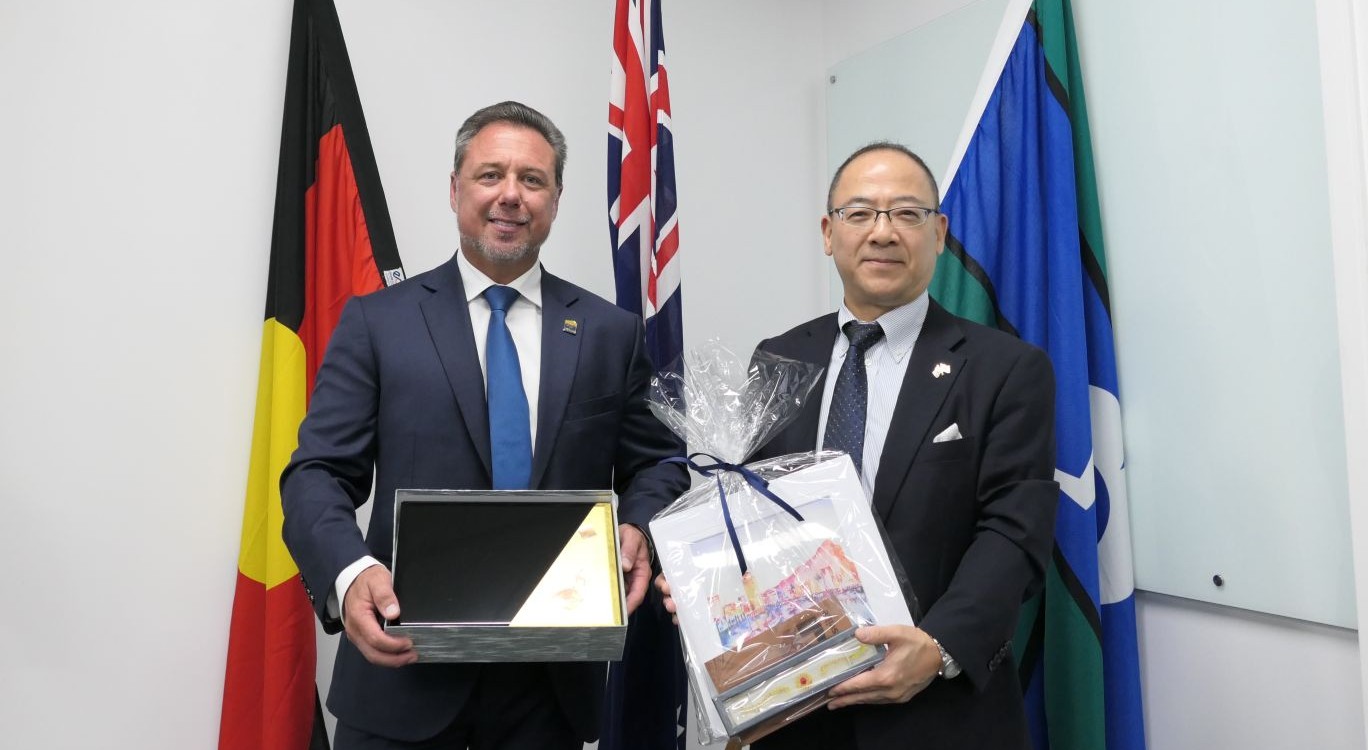 Mayor Nick Dametto and Japanese Consul-General Mr Ishikawa Katsutoshi met at the Townsville City Council chambers. 