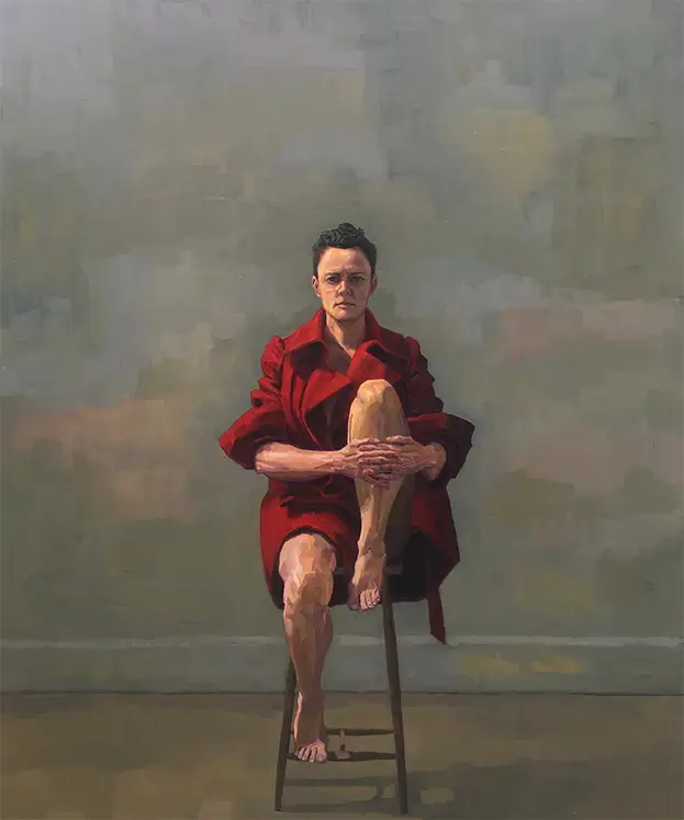 Jenny Rodgerson, Balancing in the big red coat, 2017