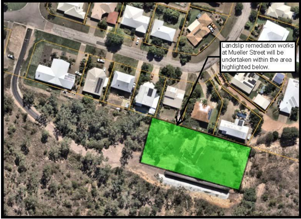 Mueller Street Landslip Investigation Work Zone highlighted Mueller Street Landslip Investigation Work Zone highlighted