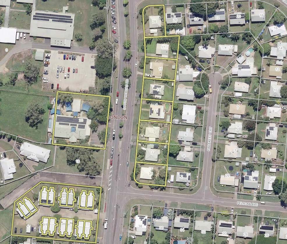 Map of Nix Street, West End with water main and affected properties highlighted