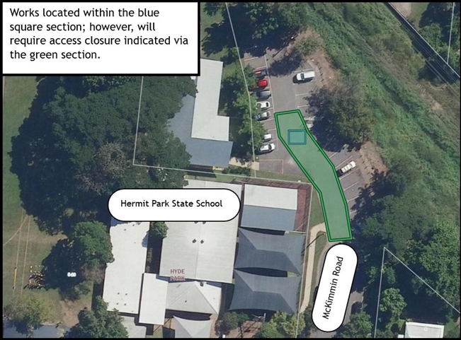 Location of the Hermit Park State School Car Park Roadworks