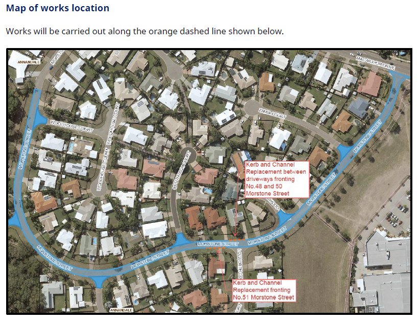 Morstone Street Kerb and Channel Renewal Map