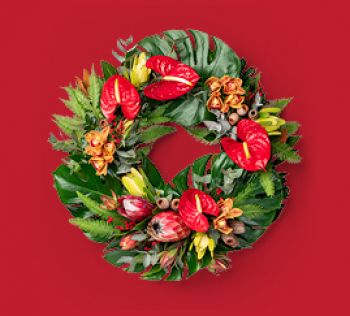 A tropical Christmas wreath
