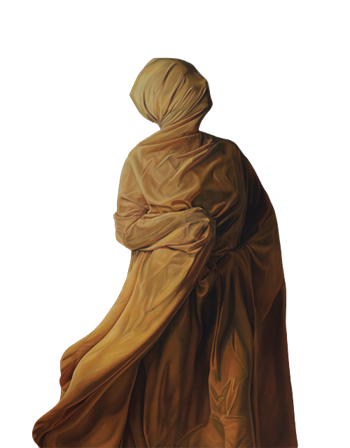Person covered in a linen veil