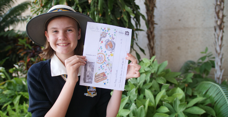 Festive Flag 2021 competition winner Poppy Lea-Rowell with her winning design.