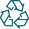 The recycling symbol of 3 arrows circling around in the shape of a Moebius strip