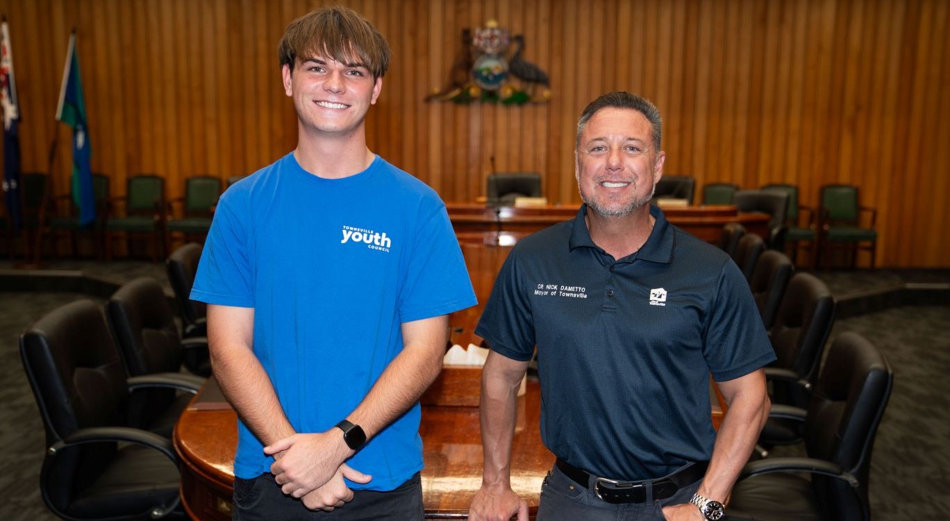 Townsville Youth Council Mayor Zane Dempsey with Townsville Mayor Nick Dametto.