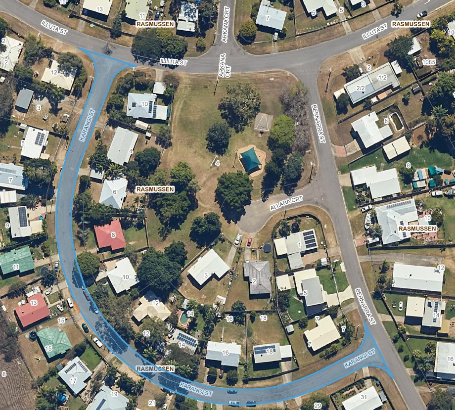 Map of Holroyd Street, Wulguru with blue shading over section of road where roadworks will be carried out