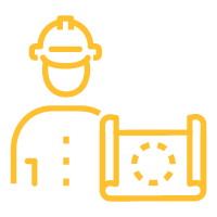 Worker with blueprint icon