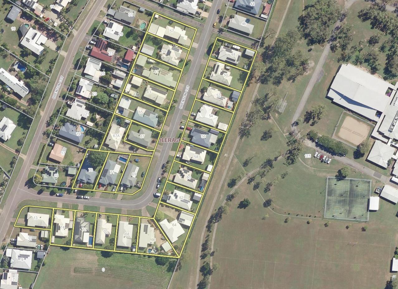 Map of Brenton Circuit with location of hydrant and all properties around the street highlighted