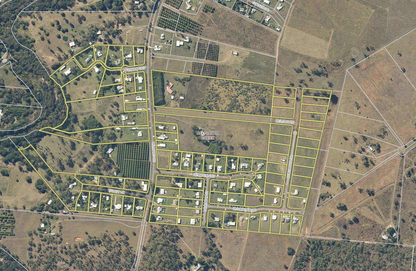 Map of Williams Road, Alligator Creek with water main and affected properties highlighted