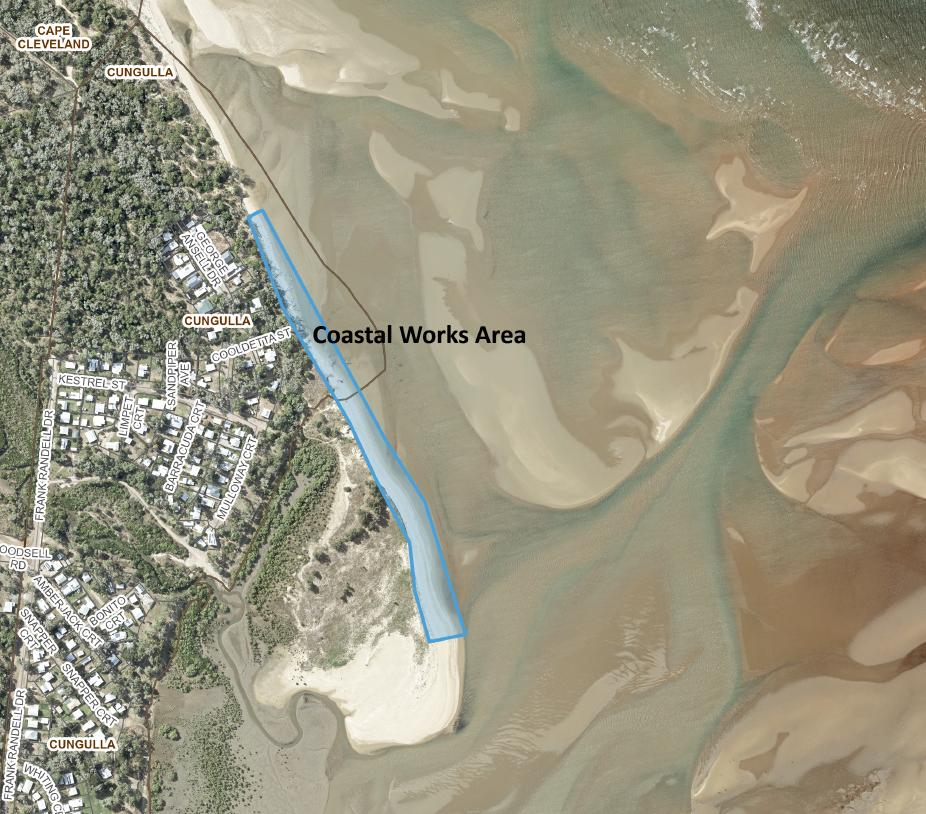 Map of Cungulla Beach Foreshore with blue outline around the beach area