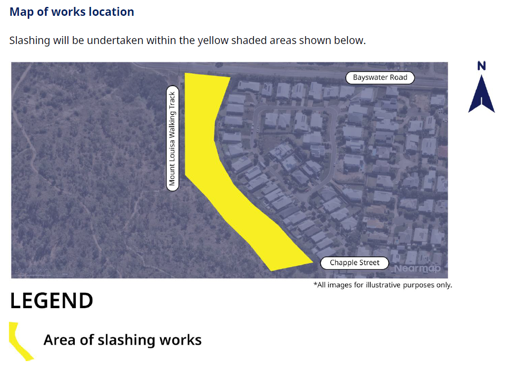 Mount Louisa Walking Track Slashing Maintenance Works Map