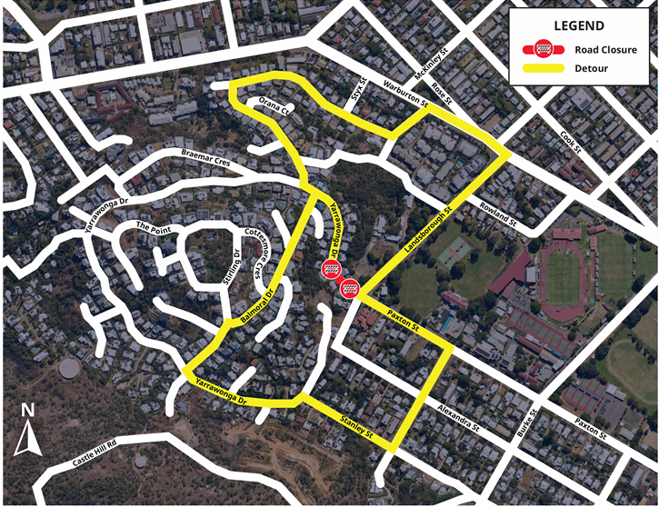 Road closure and detour map