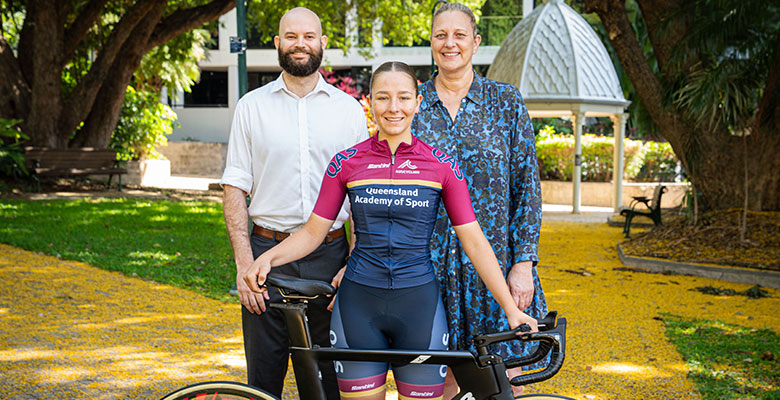 NQ Sports Foundation CEO Alex Fisher, 2024 Junior Sportstar winner Sienna Monteith and Councillor Suzy Batkovic. NQ Sports Foundation CEO Alex Fisher, 2024 Junior Sportstar winner Sienna Monteith and Councillor Suzy Batkovic.