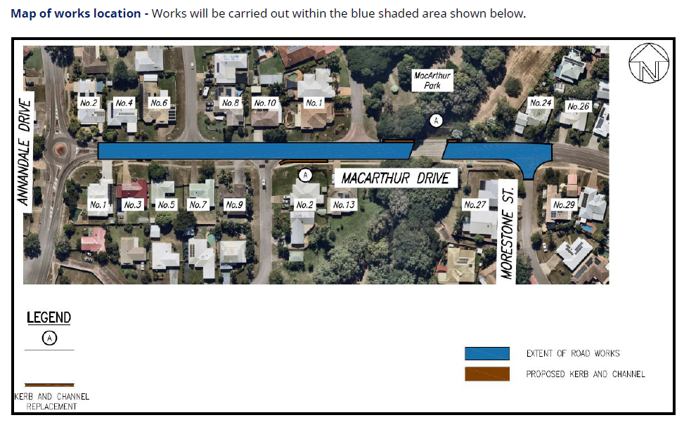 Macarthur Drive Roadworks Map