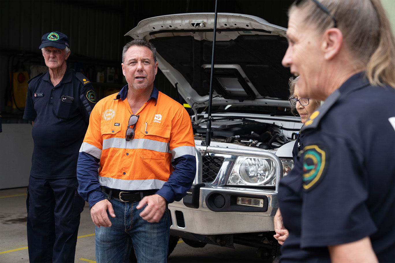 Mayor Nick Dametto with the Horseshoe Bay Rural Fire Brigade. Mayor Nick Dametto with the Horseshoe Bay Rural Fire Brigade.