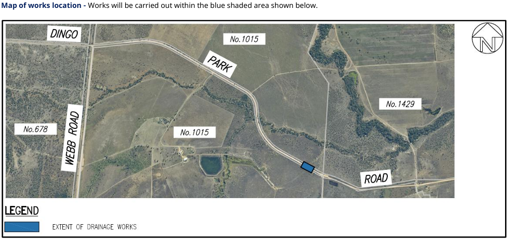 Dingo Park Road Drainage Works Map Dingo Park Road Drainage Works Map