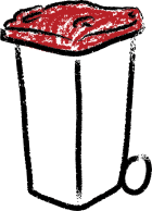 A red waste bin