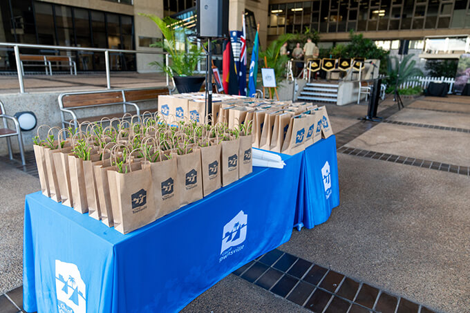 Table with Citizenship Ceremony gift bags