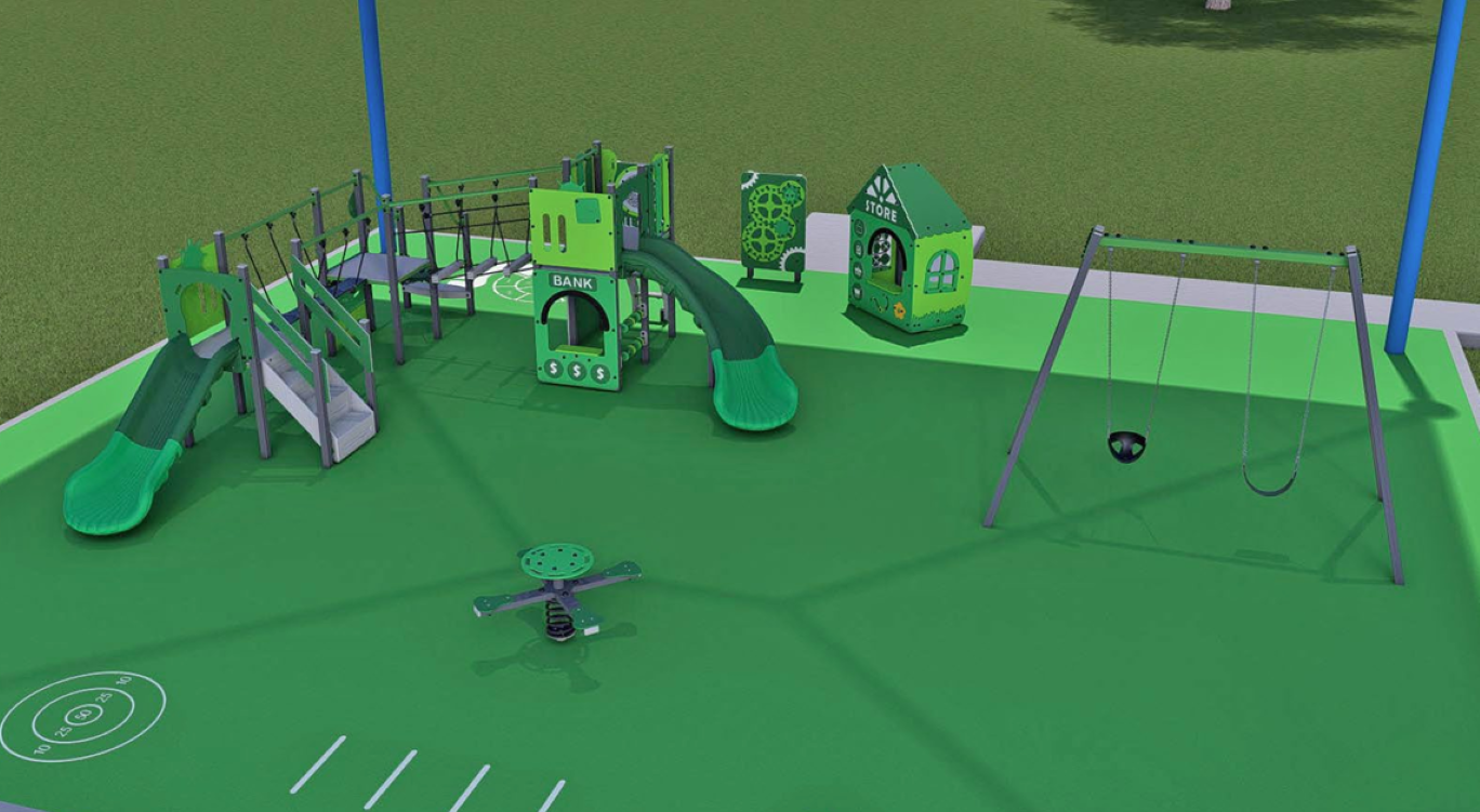 A render of the new playground being installed at Belmont Park.