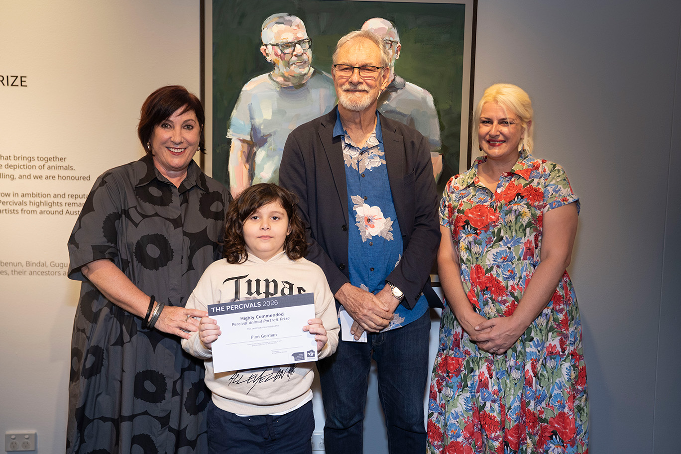 Left - Right: Cr Ann-Maree Greaney, Finn Gorman (Highly Commended Animal Portrait), Ron McBurnie (Judge Animal Portrait) and Kate Black