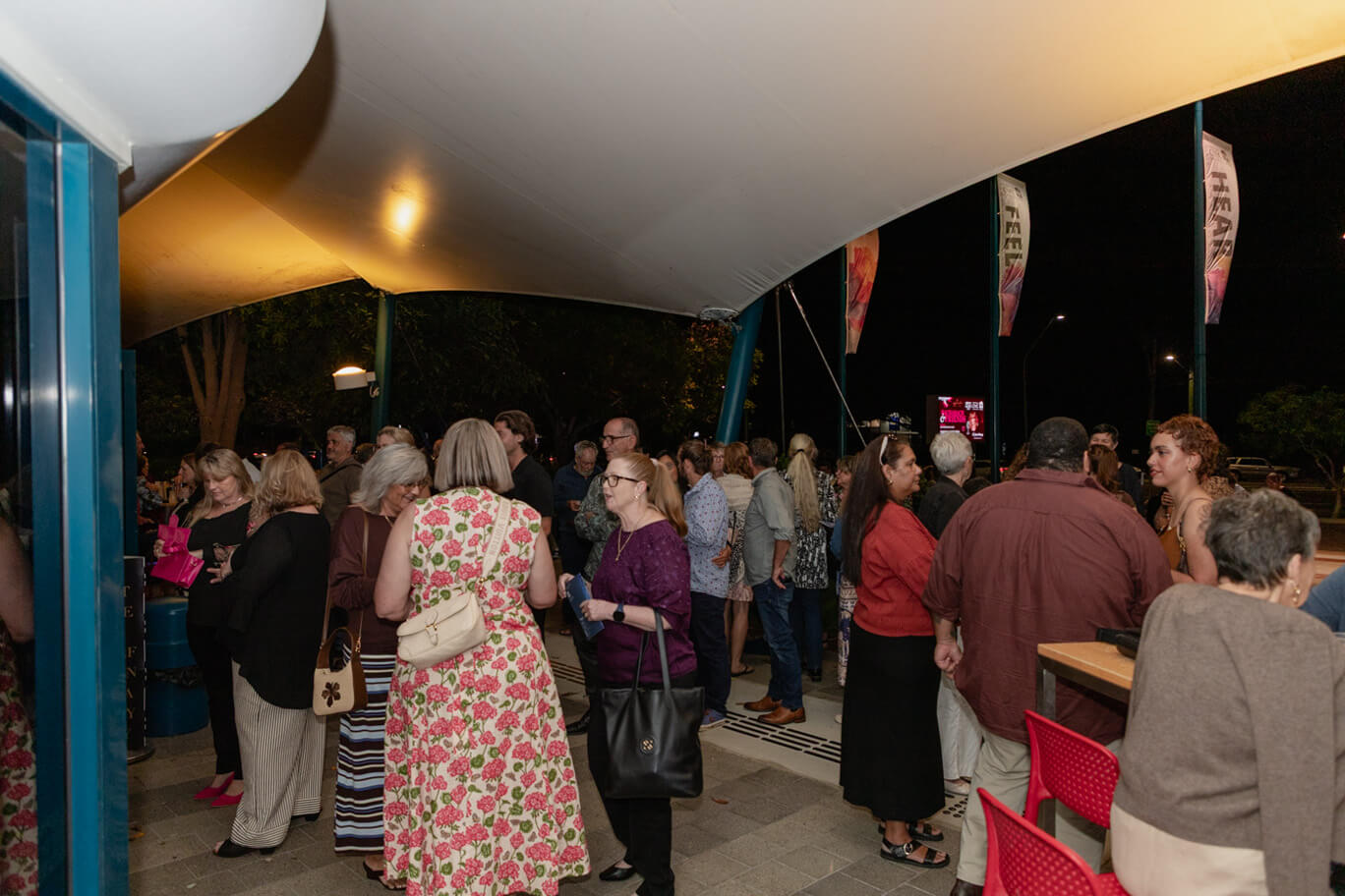 People standing outside of Townsville Civic Theatre