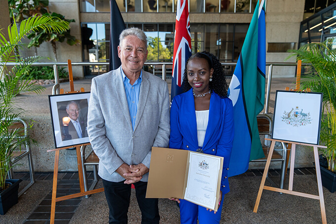 Cr Paul Jacob with new Australian Citizen