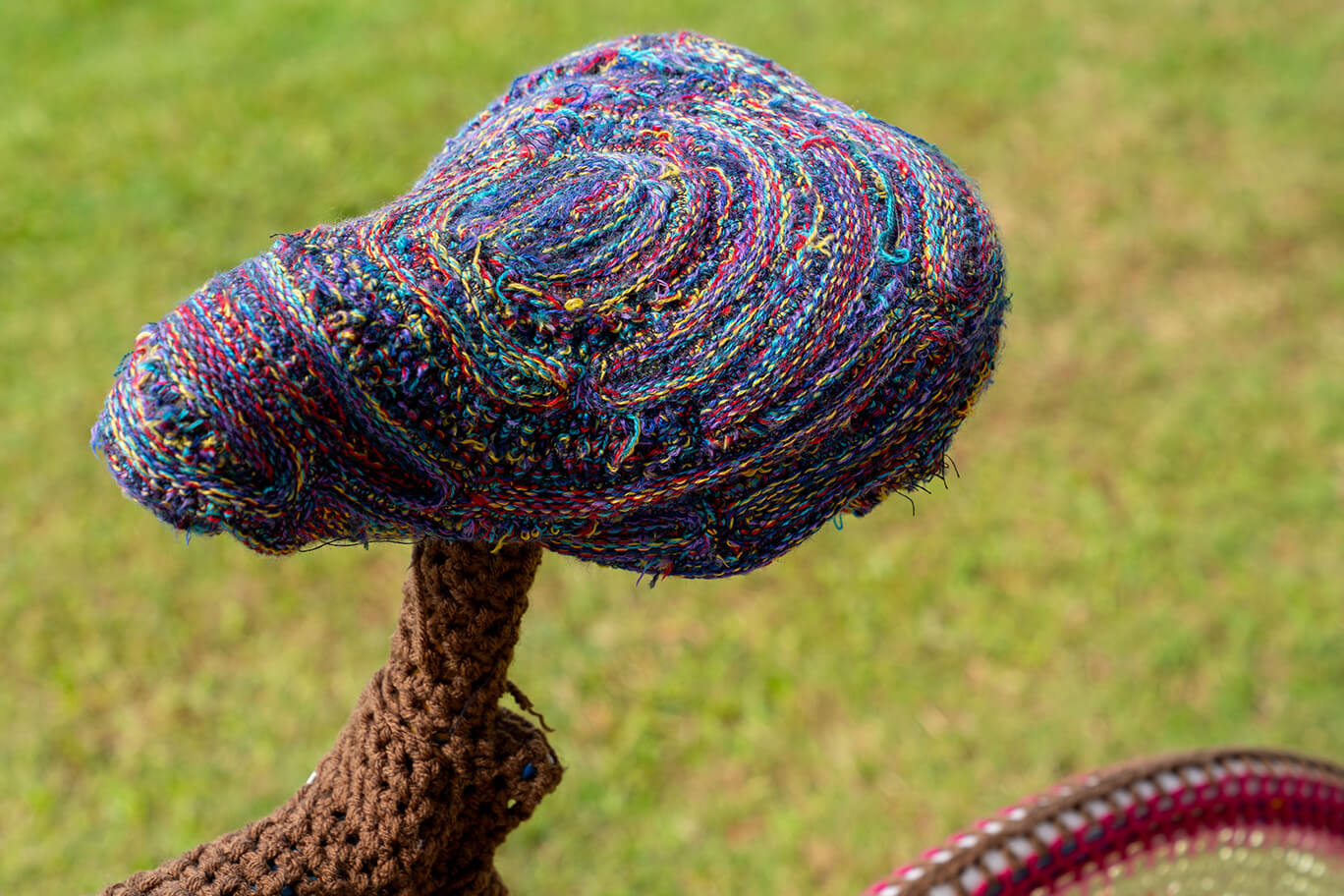Bicycle covered in yarn