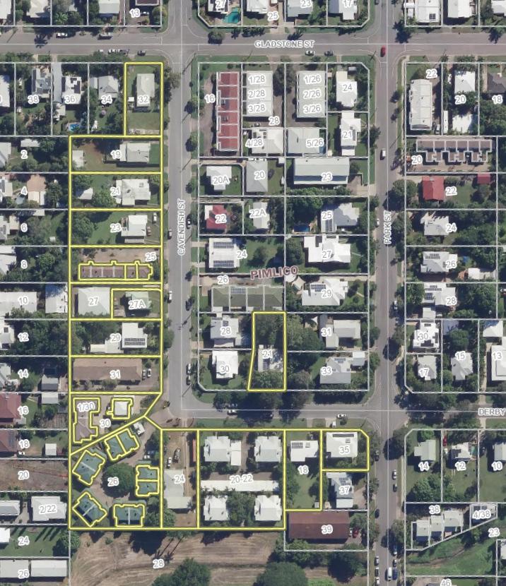 Map of Cavendish Street, Pimlico with all properties on the left side and one property on the right side highlighted