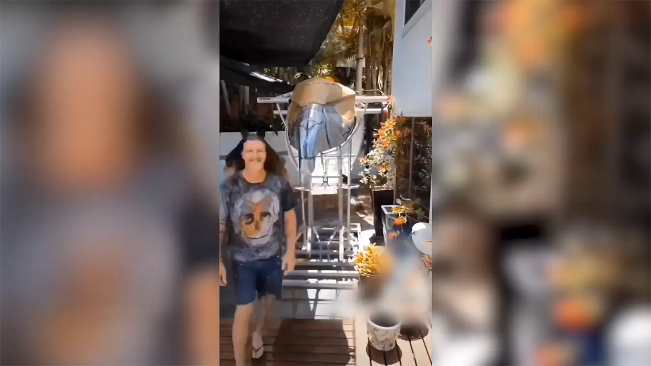 Mick Brown with his artwork