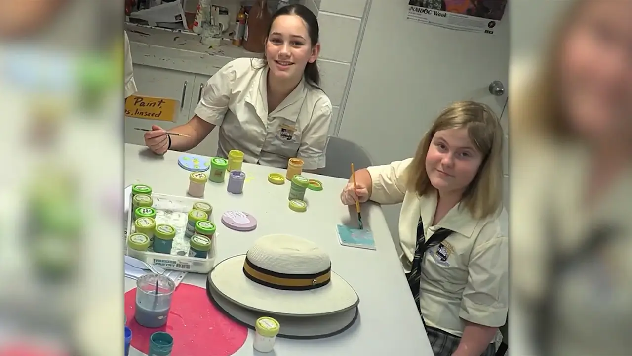 Students creating artwork