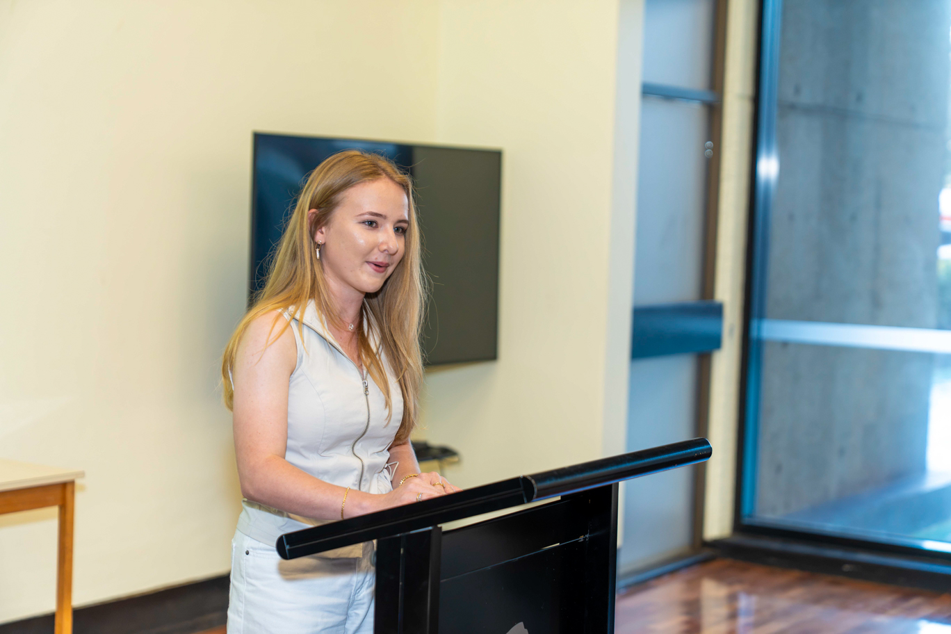Townsville Youth Council Deputy Mayor Verity Whelan addresses attendees