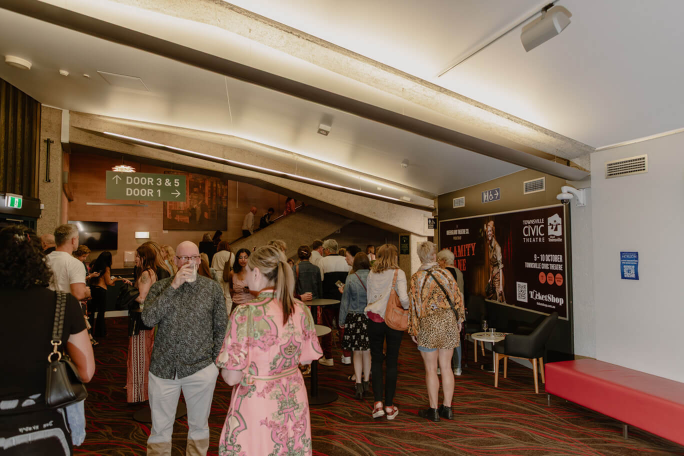 People standing in the lobby of Townsville Civic Theatre