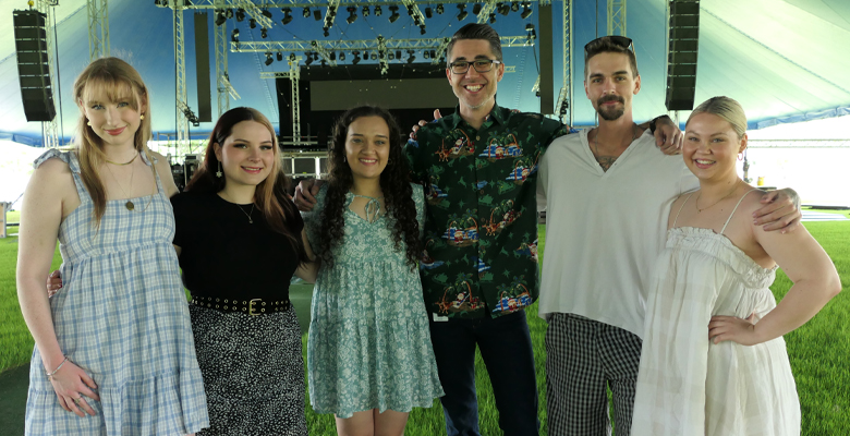 Cr Liam Mooney (centre) with local performers Ella Craperi, Abbie Cook, Claudia McClintock, Myle Thomas and Taylor Fitzgibbon who will all be performing at Carols By Candlelight on Sunday, December 4 at Riverway.