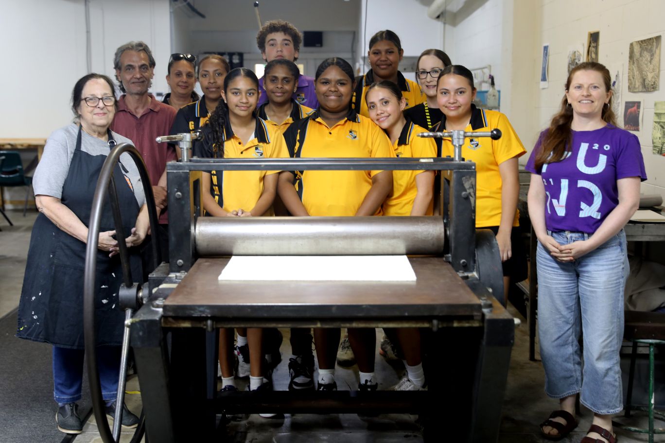 Young Indigenous Printmakers took students from across North Queensland into Umbrella Studios for a special two-day workshop. Picture: Rikaela Rusch