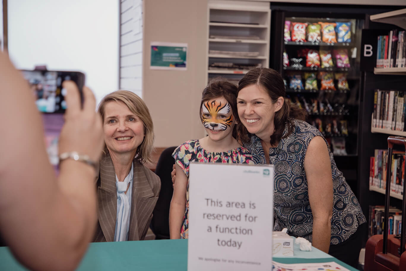 Fans posing with author Sofie Laguna at Festival of Stories 2026