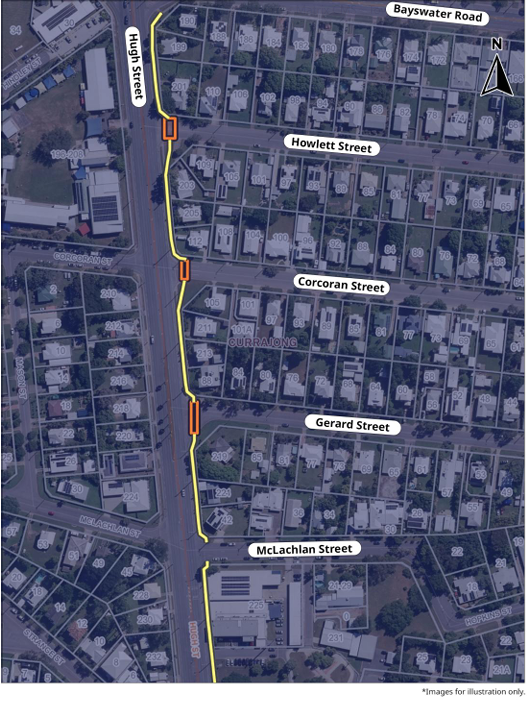 Works will be undertaken within the yellow and orange shaded areas shown below. Works will be undertaken within the yellow and orange shaded areas shown below.