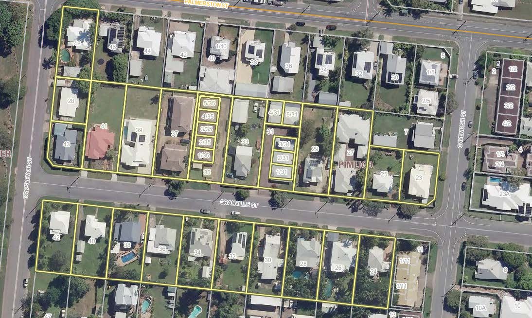 Map of Granville Street, Pimlico with water main and affected properties highlighted