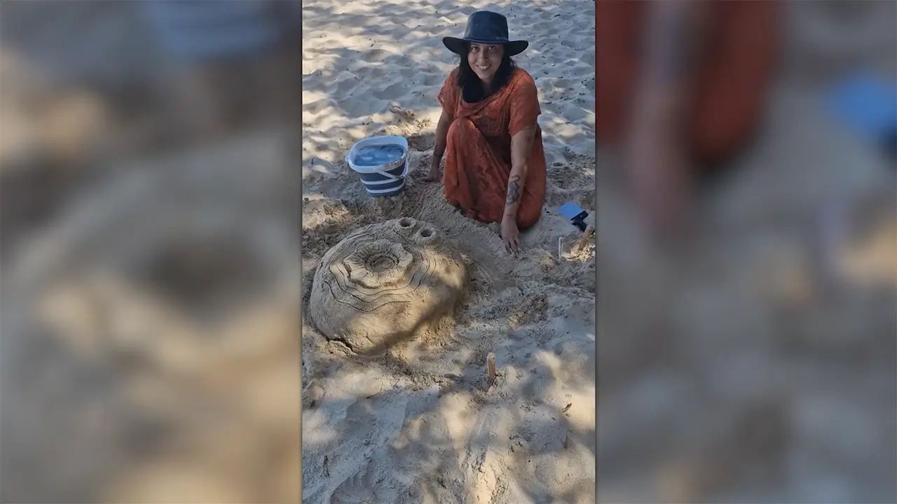 Rochelle Morris with her artwork