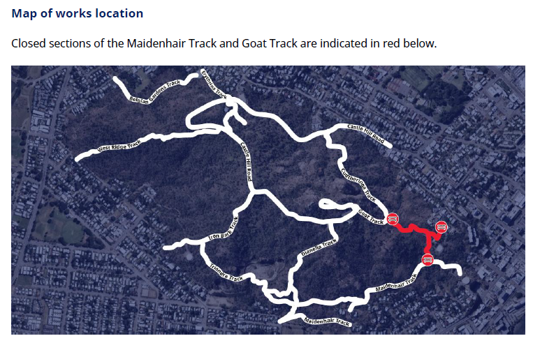 Hamilton Tank Reservoir Renewal Track Closure Map