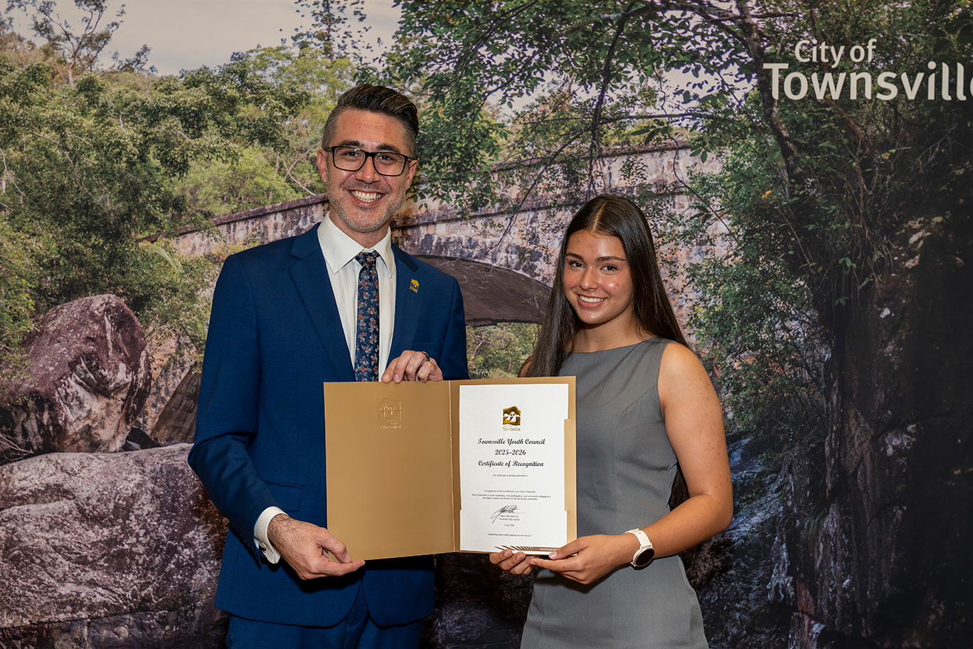Councillor Mooney and Townsville Youth Council member Ayeesha Judge